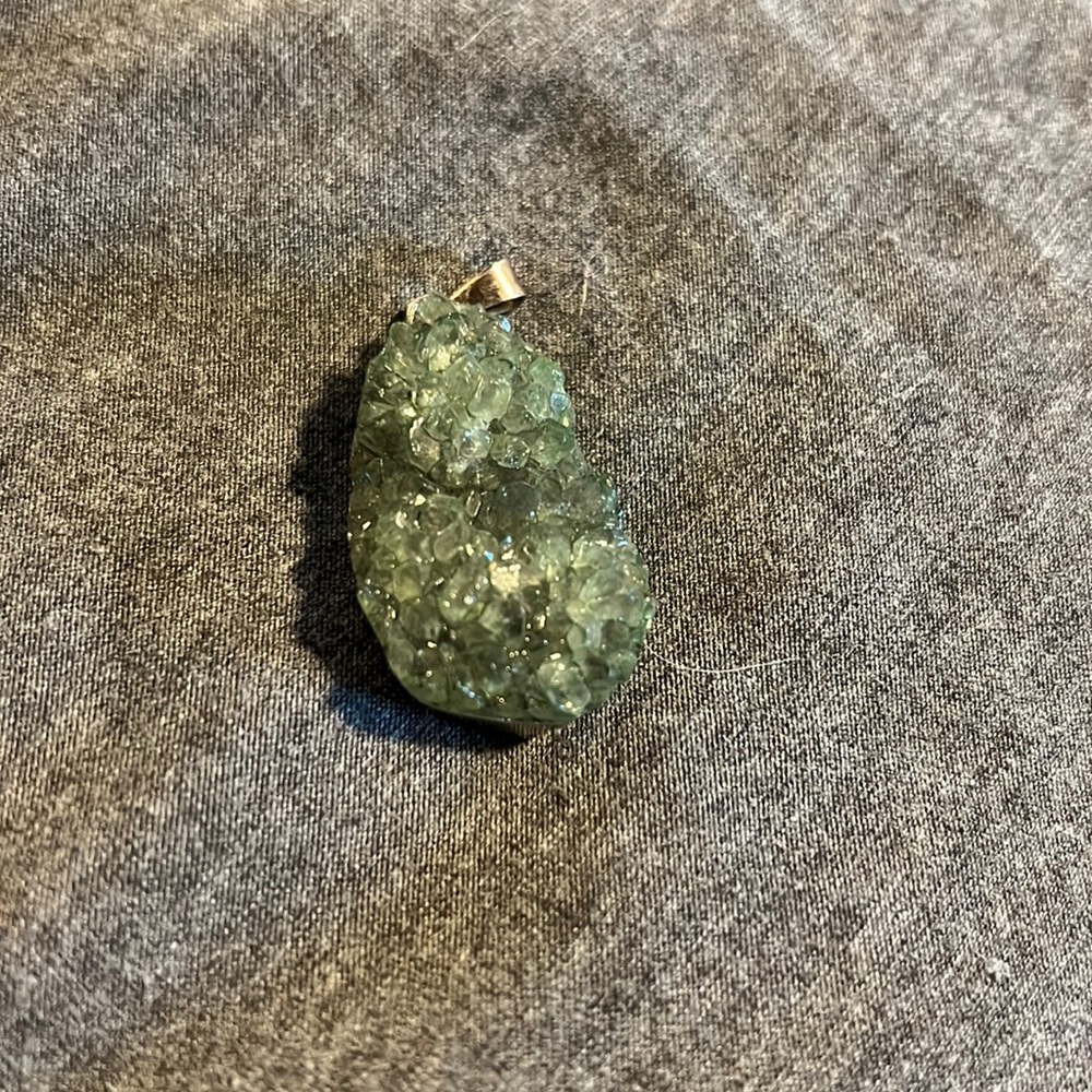 Green geode crystal charm